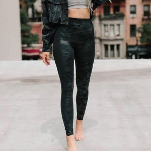 Spanx Black Camo leather leggings